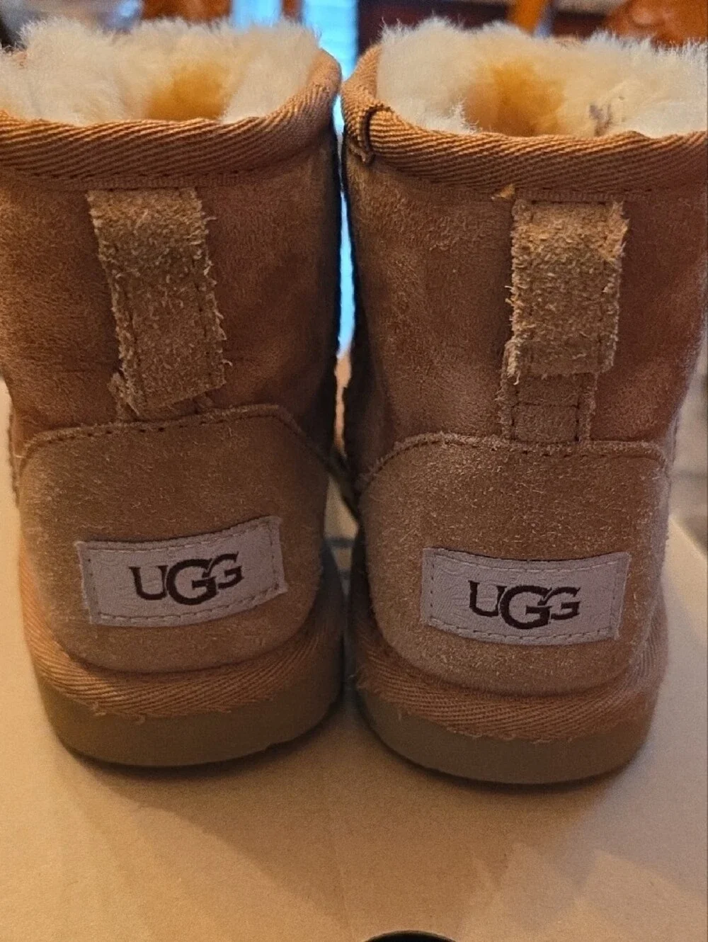 UGG Kids Short Suede Boot in Chestnut Brown